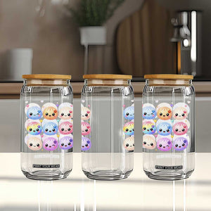 Kawaii Glitter Dumpling Bao Dim Sum Graphic Glass Can Cute Pastel Foodie Squishy Hearts and Flowers