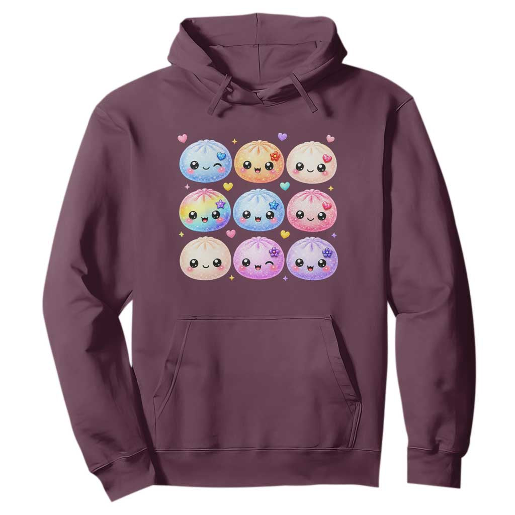 Kawaii Glitter Dumpling Bao Dim Sum Graphic Hoodie Cute Pastel Foodie Squishy Hearts and Flowers
