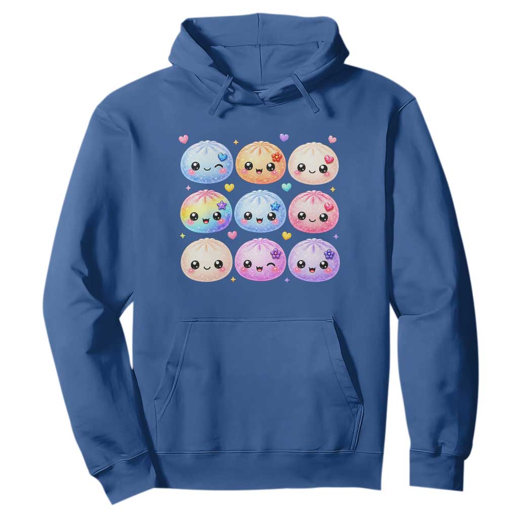 Kawaii Glitter Dumpling Bao Dim Sum Graphic Hoodie Cute Pastel Foodie Squishy Hearts and Flowers