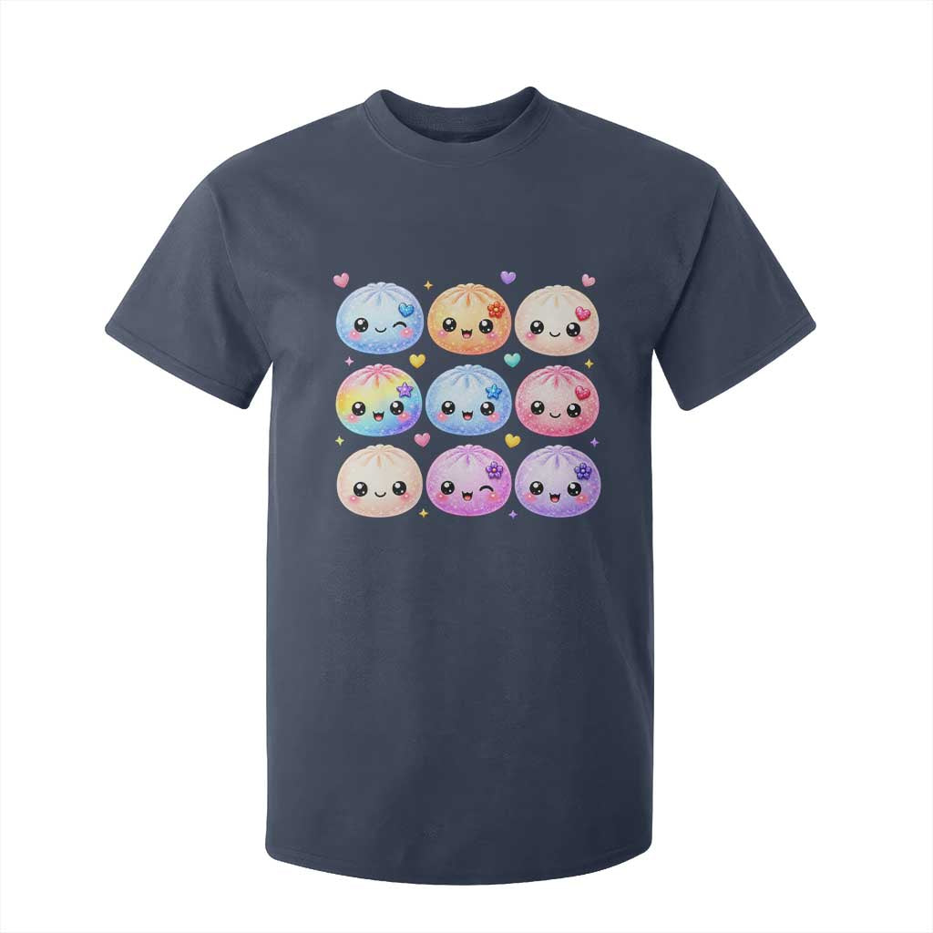 Kawaii Glitter Dumpling Bao Dim Sum Graphic T Shirt For Kid Cute Pastel Foodie Squishy Hearts and Flowers