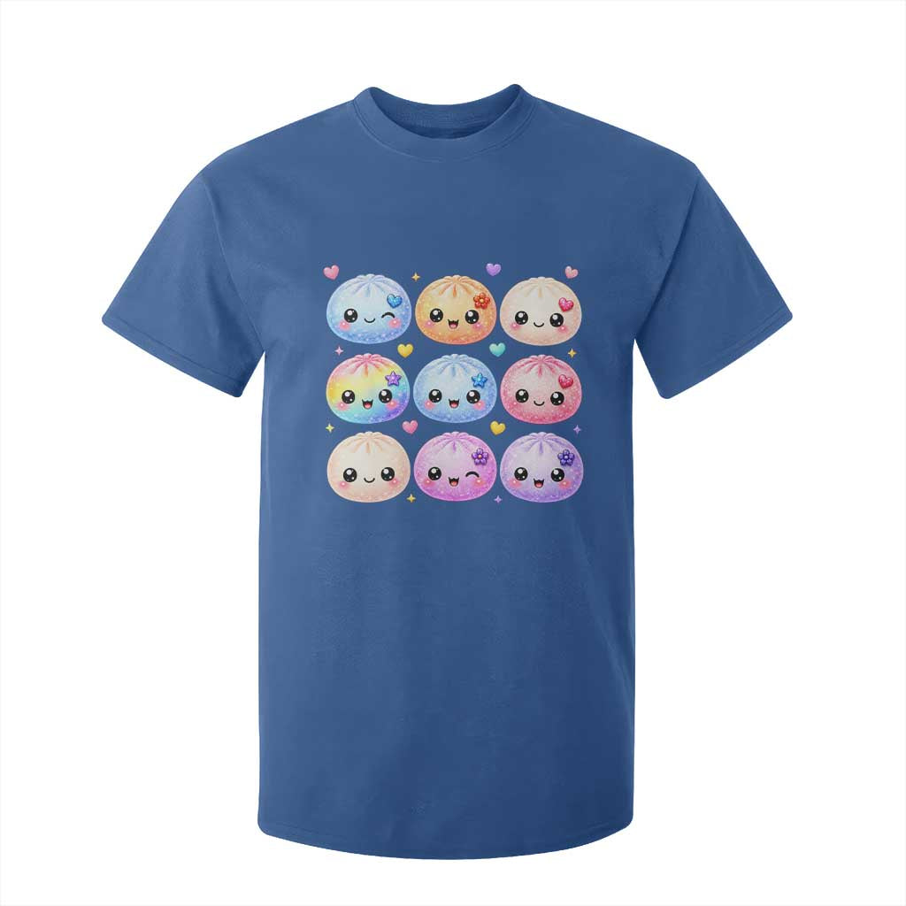 Kawaii Glitter Dumpling Bao Dim Sum Graphic T Shirt For Kid Cute Pastel Foodie Squishy Hearts and Flowers