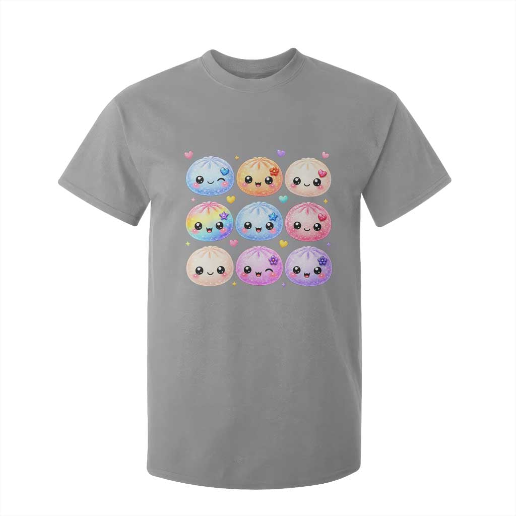 Kawaii Glitter Dumpling Bao Dim Sum Graphic T Shirt For Kid Cute Pastel Foodie Squishy Hearts and Flowers