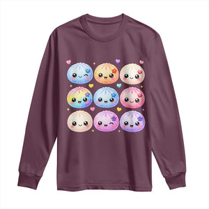 Kawaii Glitter Dumpling Bao Dim Sum Graphic Long Sleeve Shirt Cute Pastel Foodie Squishy Hearts and Flowers