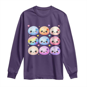 Kawaii Glitter Dumpling Bao Dim Sum Graphic Long Sleeve Shirt Cute Pastel Foodie Squishy Hearts and Flowers