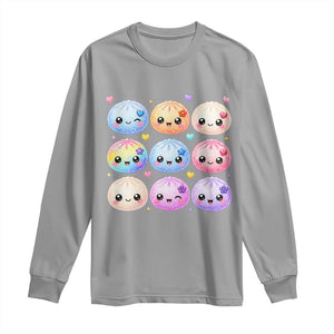 Kawaii Glitter Dumpling Bao Dim Sum Graphic Long Sleeve Shirt Cute Pastel Foodie Squishy Hearts and Flowers