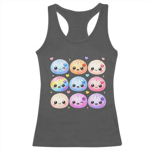 Kawaii Glitter Dumpling Bao Dim Sum Graphic Racerback Tank Top Cute Pastel Foodie Squishy Hearts and Flowers