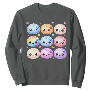 Kawaii Glitter Dumpling Bao Dim Sum Graphic Sweatshirt Cute Pastel Foodie Squishy Hearts and Flowers