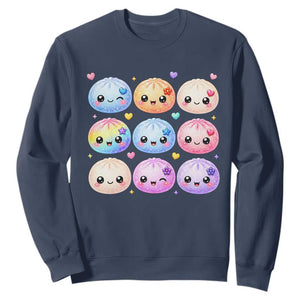 Kawaii Glitter Dumpling Bao Dim Sum Graphic Sweatshirt Cute Pastel Foodie Squishy Hearts and Flowers
