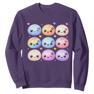 Kawaii Glitter Dumpling Bao Dim Sum Graphic Sweatshirt Cute Pastel Foodie Squishy Hearts and Flowers
