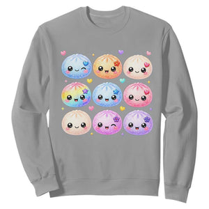 Kawaii Glitter Dumpling Bao Dim Sum Graphic Sweatshirt Cute Pastel Foodie Squishy Hearts and Flowers