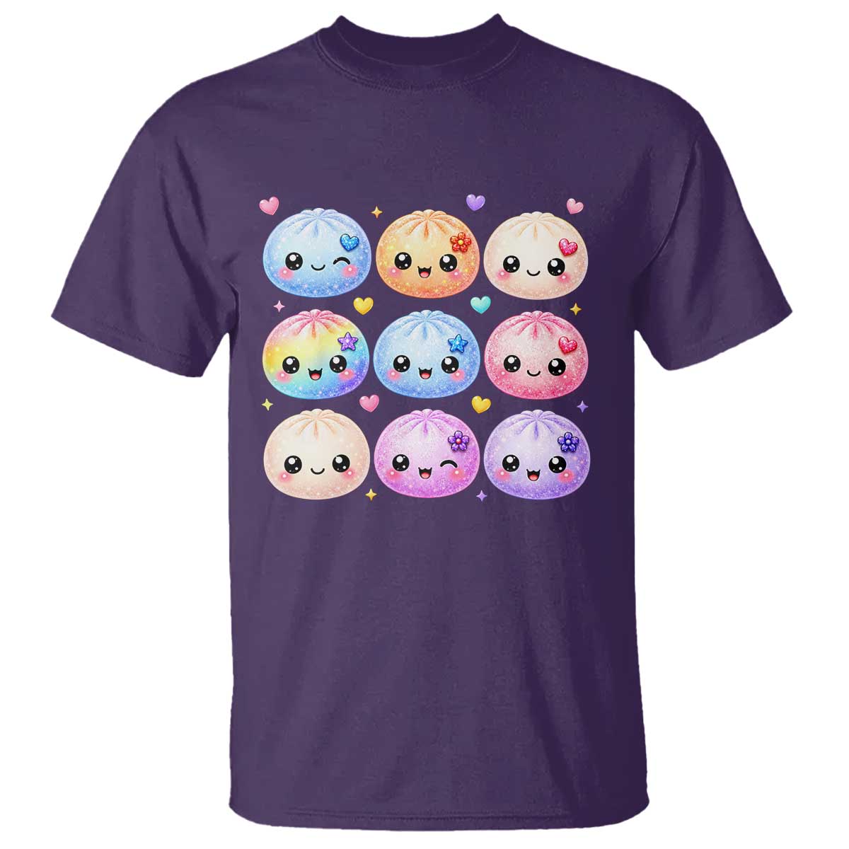 Kawaii Glitter Dumpling Bao Dim Sum Graphic T Shirt Cute Pastel Foodie Squishy Hearts and Flowers
