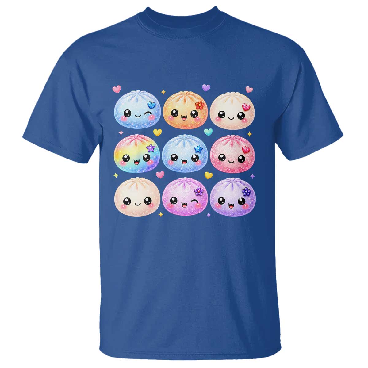 Kawaii Glitter Dumpling Bao Dim Sum Graphic T Shirt Cute Pastel Foodie Squishy Hearts and Flowers