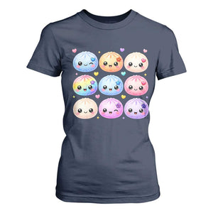 Kawaii Glitter Dumpling Bao Dim Sum Graphic T Shirt For Women Cute Pastel Foodie Squishy Hearts and Flowers