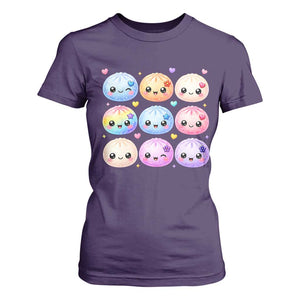 Kawaii Glitter Dumpling Bao Dim Sum Graphic T Shirt For Women Cute Pastel Foodie Squishy Hearts and Flowers