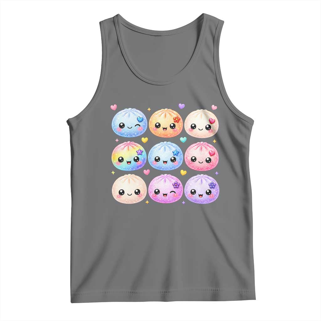 Kawaii Glitter Dumpling Bao Dim Sum Graphic Tank Top Cute Pastel Foodie Squishy Hearts and Flowers