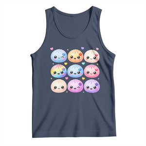Kawaii Glitter Dumpling Bao Dim Sum Graphic Tank Top Cute Pastel Foodie Squishy Hearts and Flowers