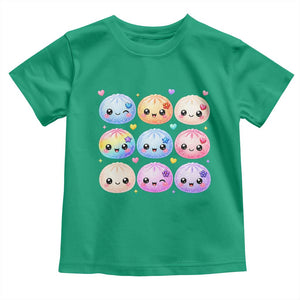 Kawaii Glitter Dumpling Bao Dim Sum Graphic Toddler T Shirt Cute Pastel Foodie Squishy Hearts and Flowers