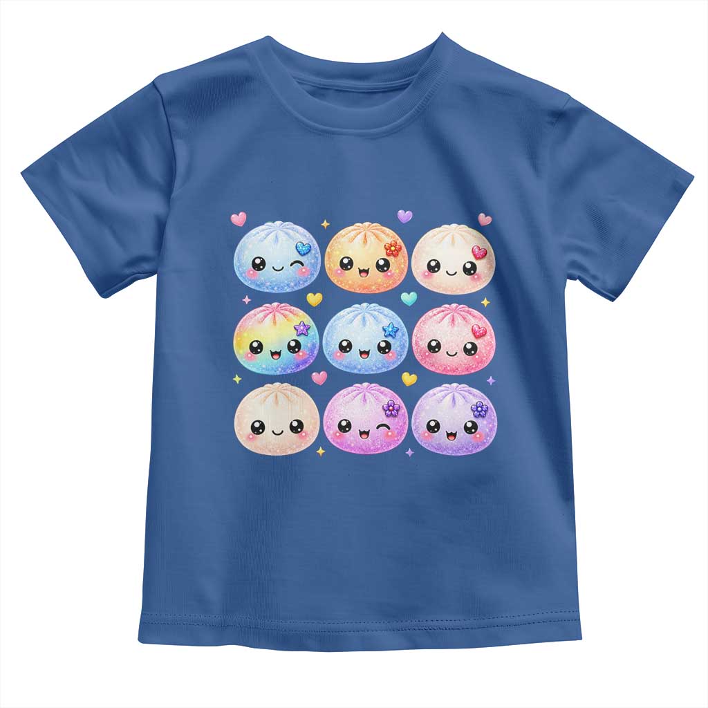 Kawaii Glitter Dumpling Bao Dim Sum Graphic Toddler T Shirt Cute Pastel Foodie Squishy Hearts and Flowers