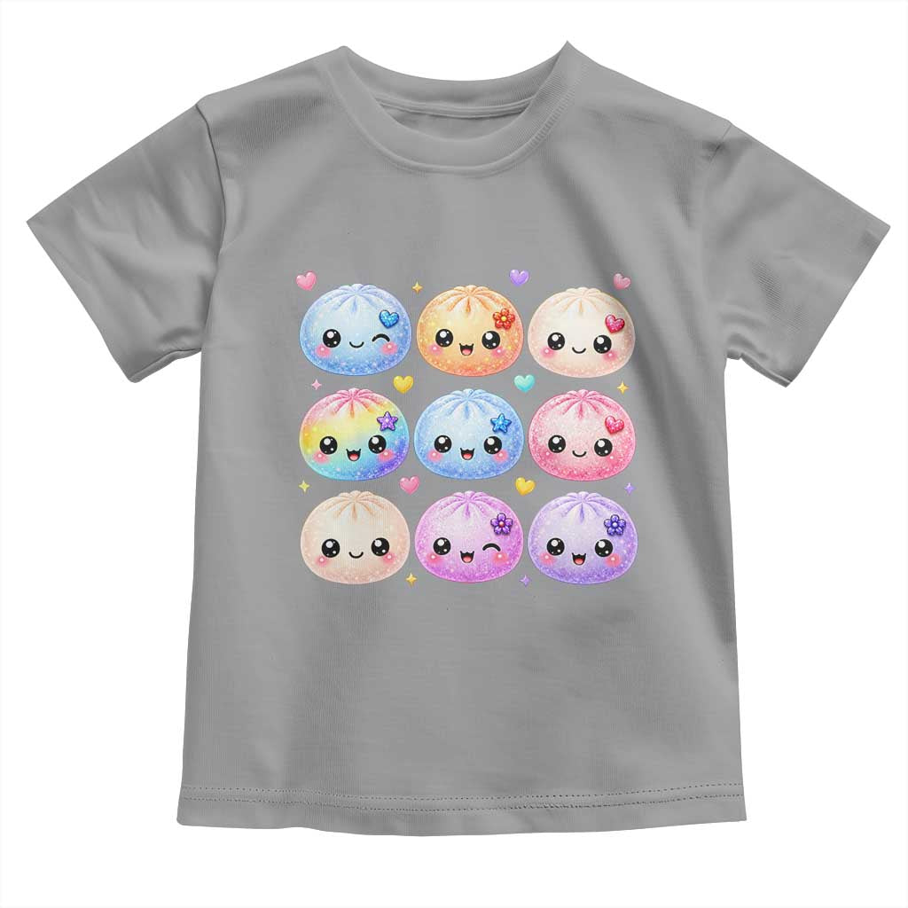 Kawaii Glitter Dumpling Bao Dim Sum Graphic Toddler T Shirt Cute Pastel Foodie Squishy Hearts and Flowers