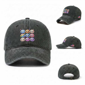Kawaii Glitter Dumpling Bao Dim Sum Graphic Washed Cotton Baseball Cap Cute Pastel Foodie Squishy Hearts and Flowers