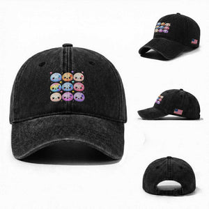 Kawaii Glitter Dumpling Bao Dim Sum Graphic Washed Cotton Baseball Cap Cute Pastel Foodie Squishy Hearts and Flowers