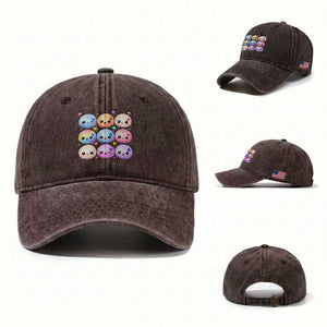 Kawaii Glitter Dumpling Bao Dim Sum Graphic Washed Cotton Baseball Cap Cute Pastel Foodie Squishy Hearts and Flowers