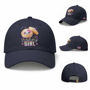 Kawaii Birthday Girl Glitter Dumpling Graphic Baseball Cap Cute Pink Bow Dim Sum Party Gift