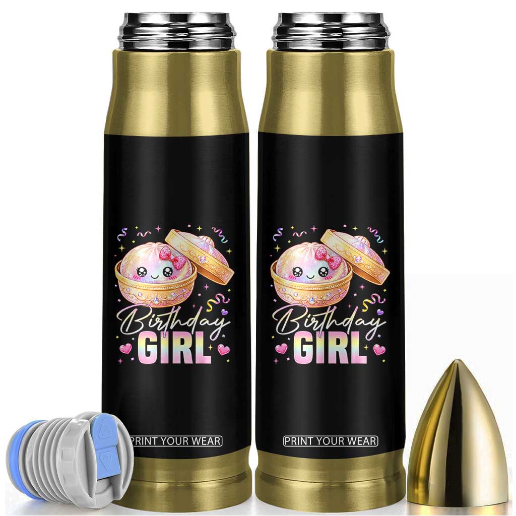Kawaii Birthday Girl Glitter Dumpling Graphic Bullet Tumbler Cute Pink Bow Dim Sum Party Gift TS02 Black Print Your Wear