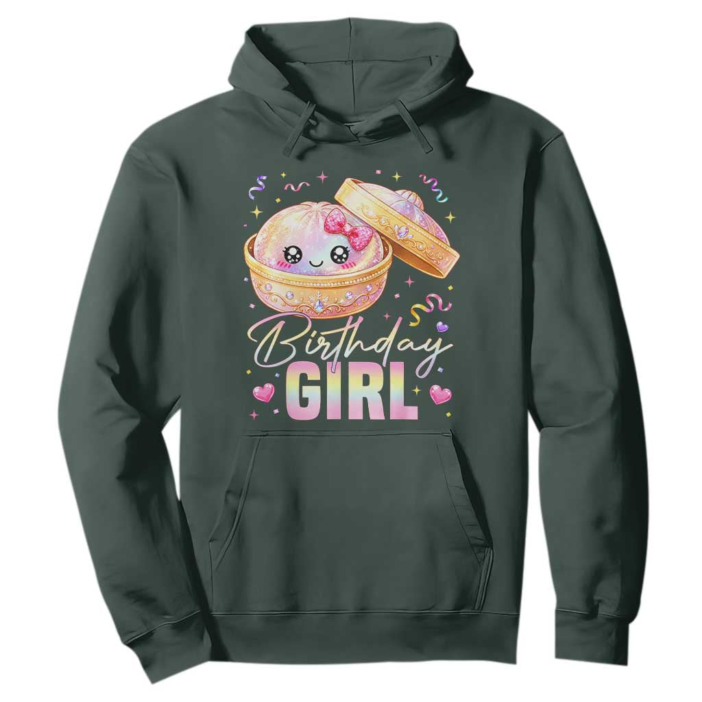 Kawaii Birthday Girl Glitter Dumpling Graphic Hoodie Cute Pink Bow Dim Sum Party Gift