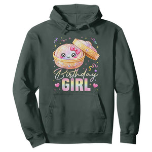 Kawaii Birthday Girl Glitter Dumpling Graphic Hoodie Cute Pink Bow Dim Sum Party Gift