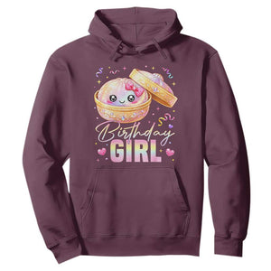 Kawaii Birthday Girl Glitter Dumpling Graphic Hoodie Cute Pink Bow Dim Sum Party Gift