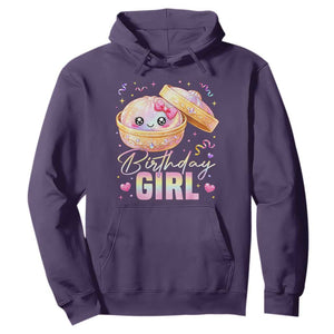 Kawaii Birthday Girl Glitter Dumpling Graphic Hoodie Cute Pink Bow Dim Sum Party Gift