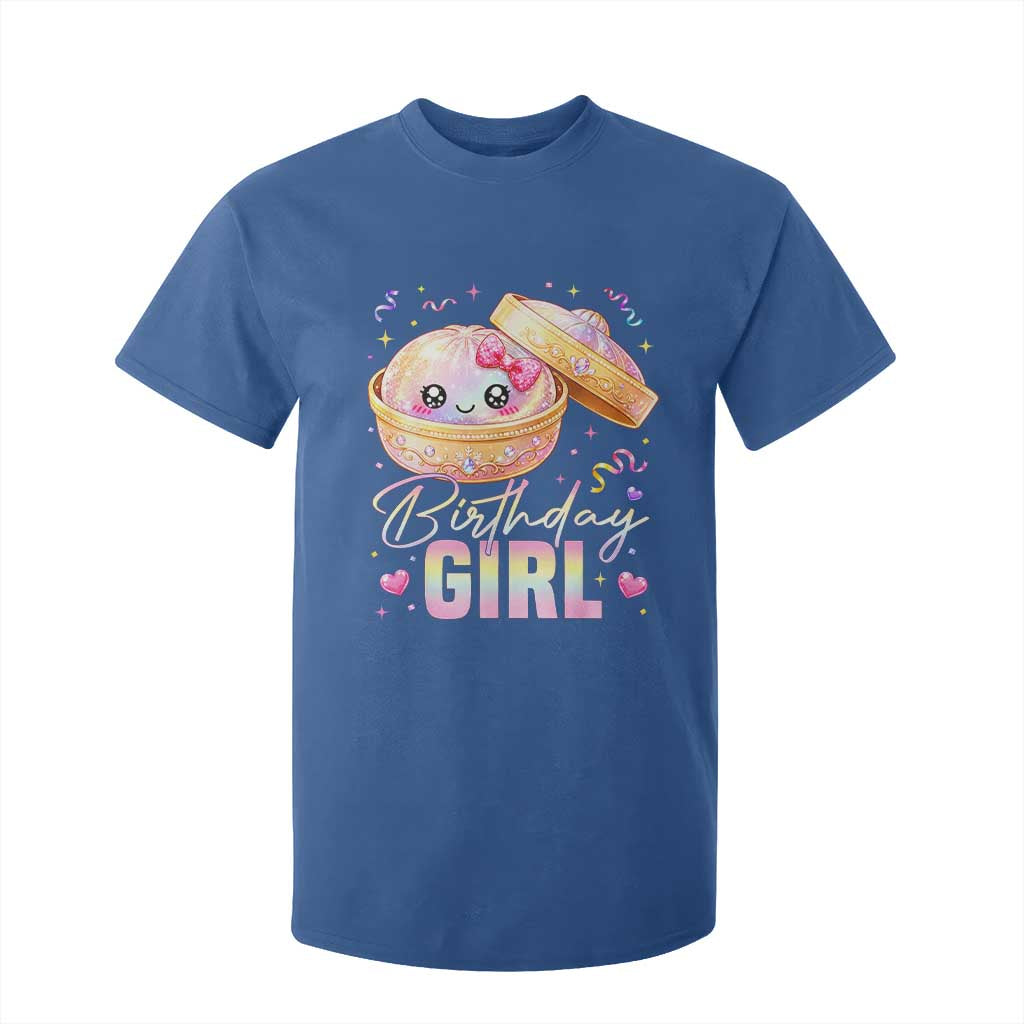 Kawaii Birthday Girl Glitter Dumpling Graphic T Shirt For Kid Cute Pink Bow Dim Sum Party Gift