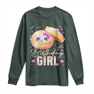 Kawaii Birthday Girl Glitter Dumpling Graphic Long Sleeve Shirt Cute Pink Bow Dim Sum Party Gift