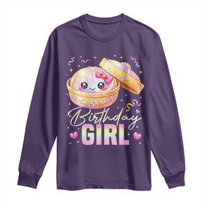 Kawaii Birthday Girl Glitter Dumpling Graphic Long Sleeve Shirt Cute Pink Bow Dim Sum Party Gift