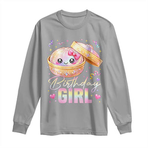 Kawaii Birthday Girl Glitter Dumpling Graphic Long Sleeve Shirt Cute Pink Bow Dim Sum Party Gift