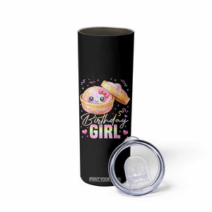 Kawaii Birthday Girl Glitter Dumpling Graphic Skinny Tumbler Cute Pink Bow Dim Sum Party Gift