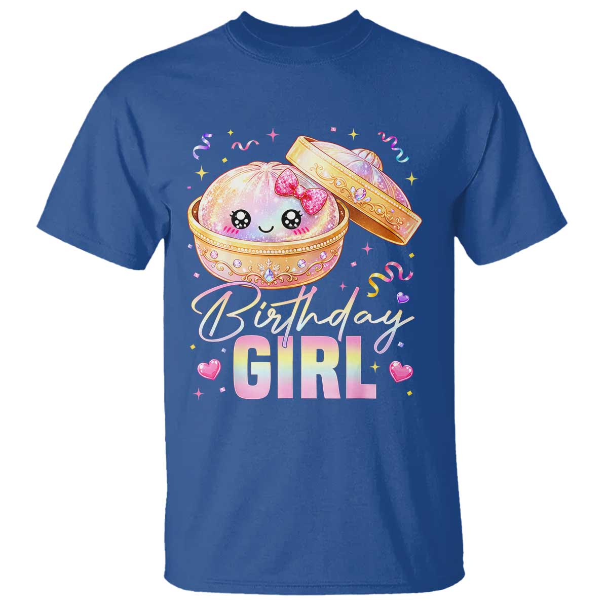 Kawaii Birthday Girl Glitter Dumpling Graphic T Shirt Cute Pink Bow Dim Sum Party Gift