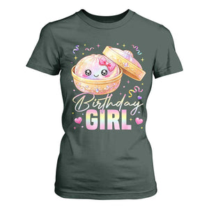 Kawaii Birthday Girl Glitter Dumpling Graphic T Shirt For Women Cute Pink Bow Dim Sum Party Gift
