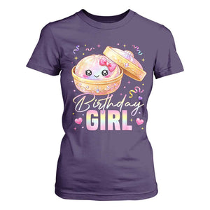 Kawaii Birthday Girl Glitter Dumpling Graphic T Shirt For Women Cute Pink Bow Dim Sum Party Gift
