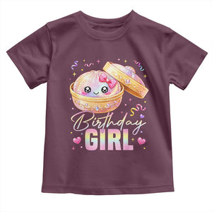 Kawaii Birthday Girl Glitter Dumpling Graphic Toddler T Shirt Cute Pink Bow Dim Sum Party Gift