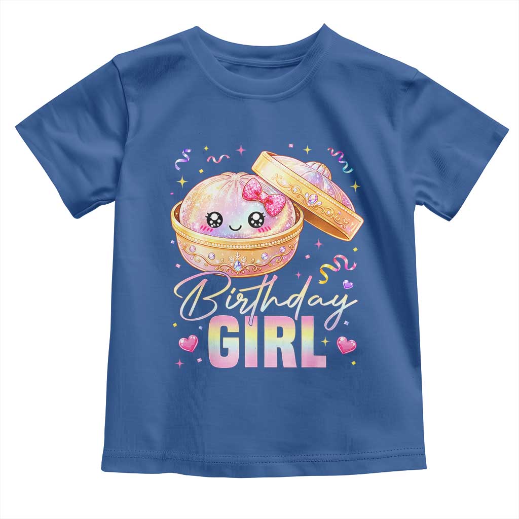 Kawaii Birthday Girl Glitter Dumpling Graphic Toddler T Shirt Cute Pink Bow Dim Sum Party Gift