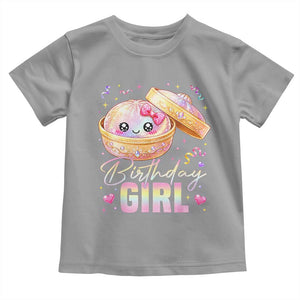 Kawaii Birthday Girl Glitter Dumpling Graphic Toddler T Shirt Cute Pink Bow Dim Sum Party Gift
