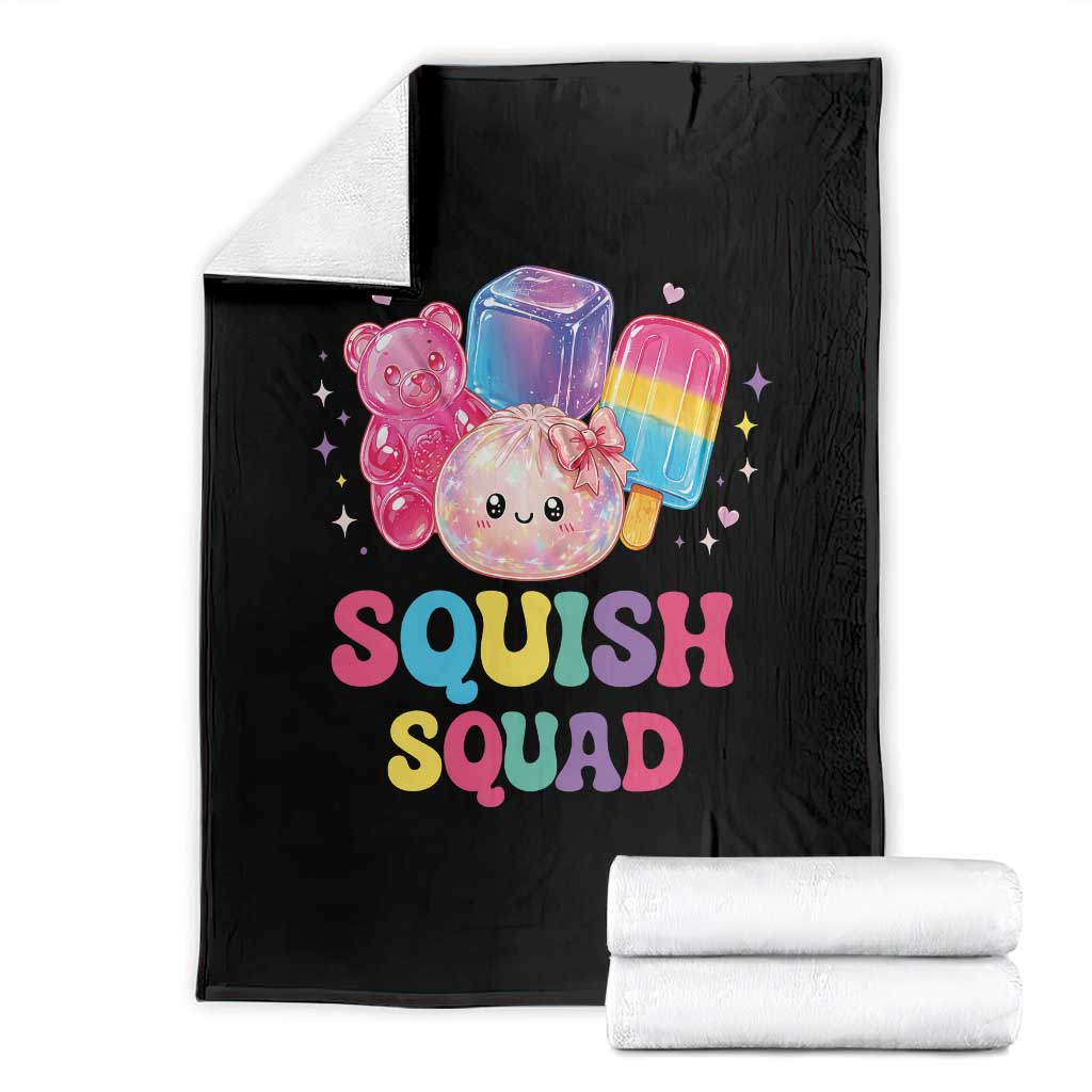 Squish Squad Kawaii Glitter Dumpling and Candy Graphic Throw Blanket Cute Gummy Bear Popsicle TS02 Black Print Your Wear