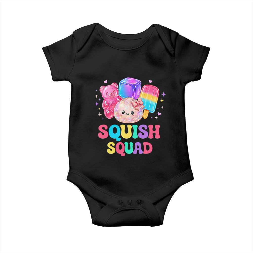 Squish Squad Kawaii Glitter Dumpling and Candy Graphic Baby Onesie Cute Gummy Bear Popsicle TS02 Black Print Your Wear