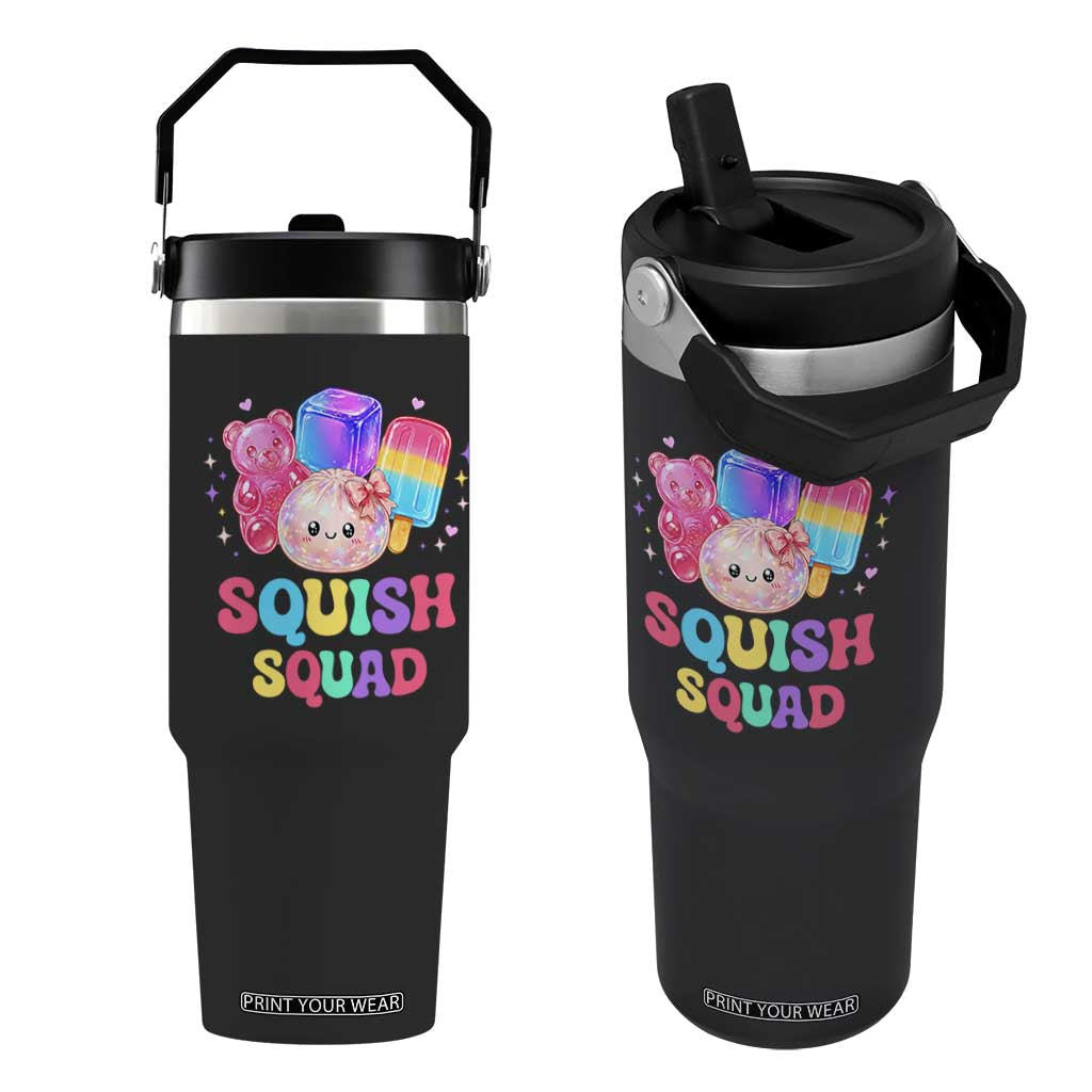 Squish Squad Kawaii Glitter Dumpling and Candy Graphic Flip Straw Tumbler Cute Gummy Bear Popsicle TS02 One Size: 30 oz Black Print Your Wear