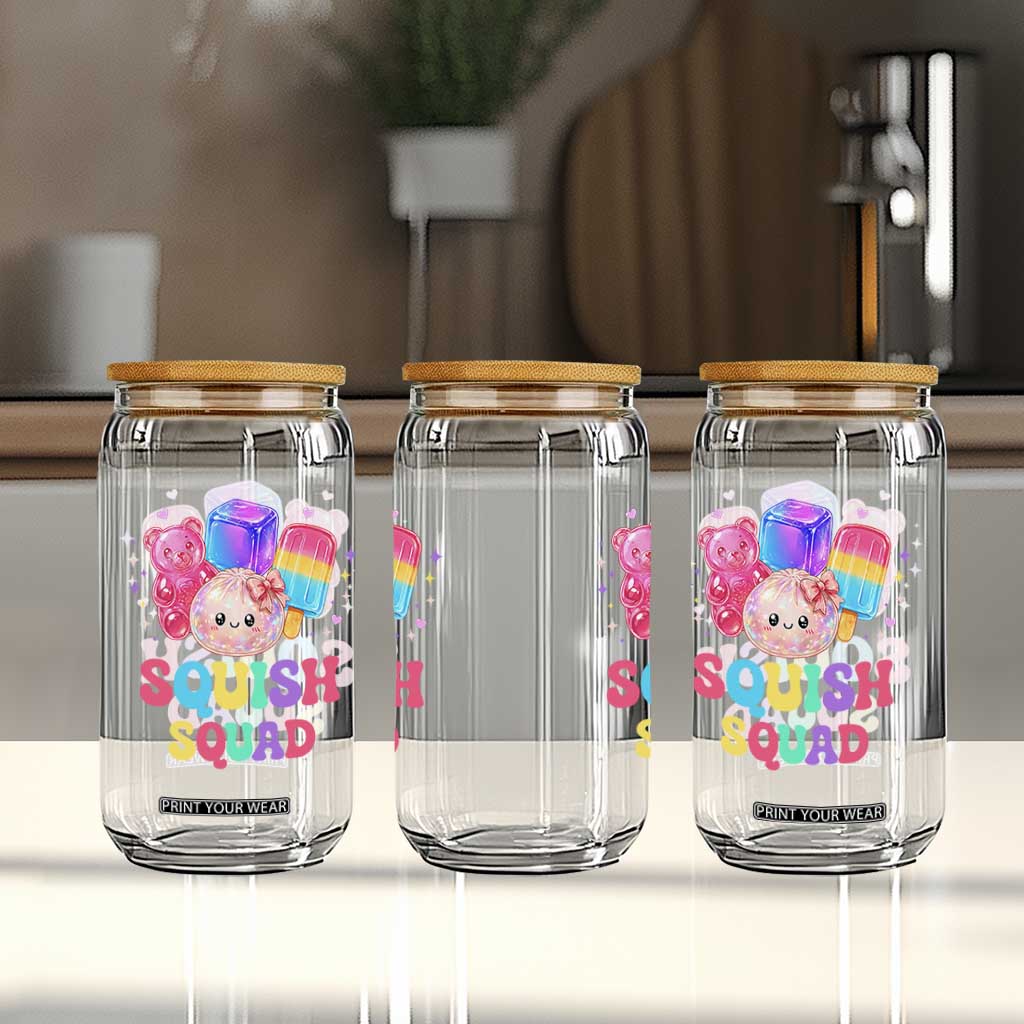 Squish Squad Kawaii Glitter Dumpling and Candy Graphic Glass Can Cute Gummy Bear Popsicle