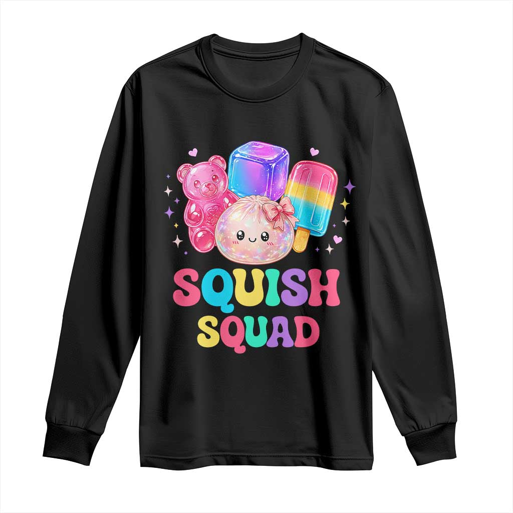 Squish Squad Kawaii Glitter Dumpling and Candy Graphic Long Sleeve Shirt Cute Gummy Bear Popsicle TS02 Black Print Your Wear