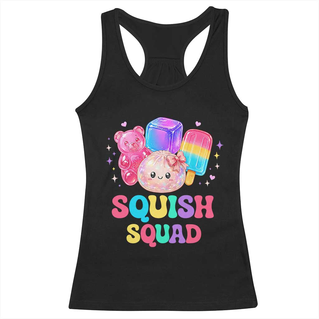 Squish Squad Kawaii Glitter Dumpling and Candy Graphic Racerback Tank Top Cute Gummy Bear Popsicle TS02 Black Print Your Wear