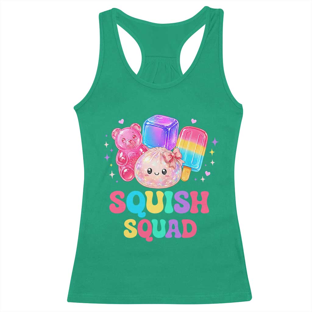 Squish Squad Kawaii Glitter Dumpling and Candy Graphic Racerback Tank Top Cute Gummy Bear Popsicle